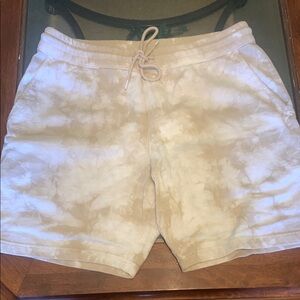 Cream and Tan Tie-Dye Shorts
